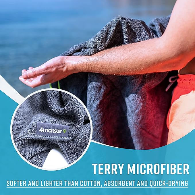 4 Pack Microfiber Camping Towel Quick Dry, Super Absorbent Travel Towel with Waterproof Bag, Lightweight Boat Towel for RV, Sport, Gym, Beach, Pool, Swim,Family Trip