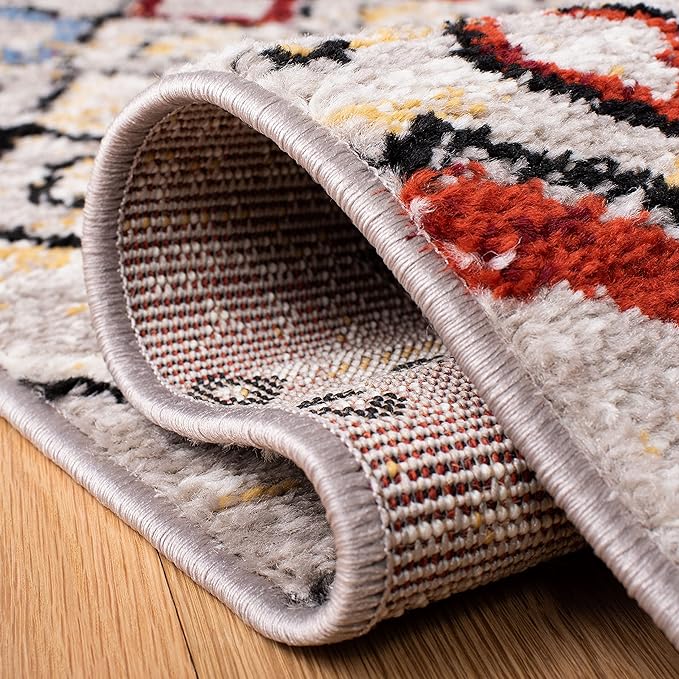 SAFAVIEH Amsterdam Collection Area Rug - 10' x 14', Light Grey & Multi, Moroccan Boho Design, Non-Shedding & Easy Care, Ideal for High Traffic Areas in Living Room, Bedroom (AMS108G)