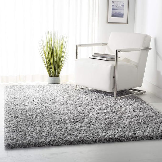 SAFAVIEH Fontana Shag Collection Area Rug - 5'3" x 7'6", Grey, Solid Design, Non-Shedding & Easy Care, 2-inch Thick Ideal for High Traffic Areas in Living Room, Bedroom (FNT800F)