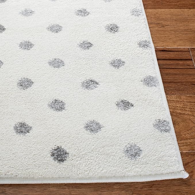 SAFAVIEH Carousel Kids Collection Accent Rug - 3'3" x 5'3", Ivory Grey & Pink, Non-Shedding & Easy Care, Ideal for High Traffic Areas for Boys & Girls in Playroom, Nursery, Bedroom (CRK163B)