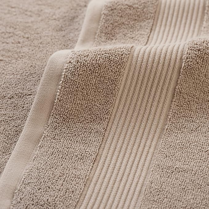 Arkwright Solid 6 Piece Bath Towel Set, 100% Cotton 600 GSM Soft Absorbent Bathroom Towels for Hotel, Spa or Vacation Rental, Latte Beige (2 Bath Towels, 2 Hand Towels, 2 Washcloths)