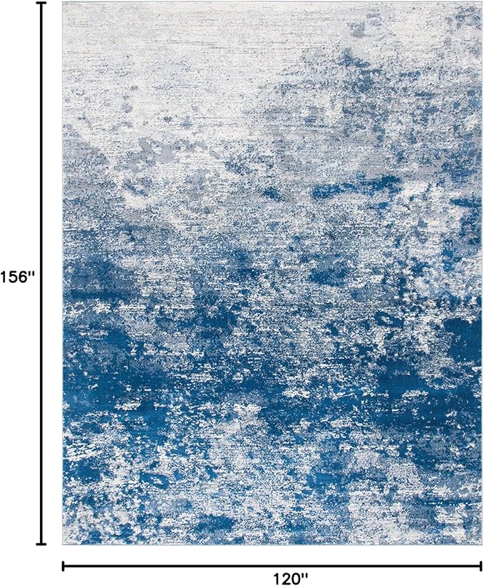 SAFAVIEH Brentwood Collection Area Rug - 10' x 13', Grey & Navy, Modern Abstract Design, Non-Shedding & Easy Care, Ideal for High Traffic Areas in Living Room, Bedroom (BNT822G)