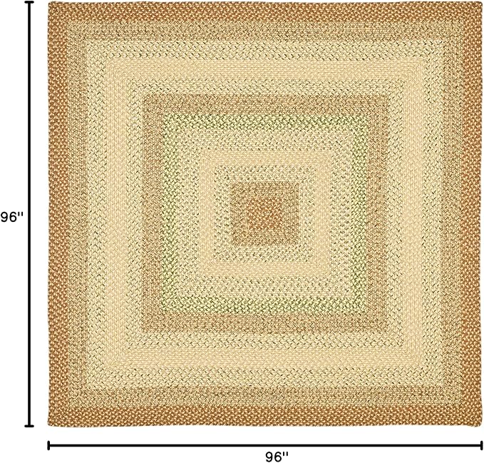 SAFAVIEH Washable Rug Outdoor Braided Collection - 8' Square, Rust & Multi, Handmade & Reversible, Non-Shedding & Easy to Clean, Ideal for Patio, Backyard, Mudroom (BRD303A)