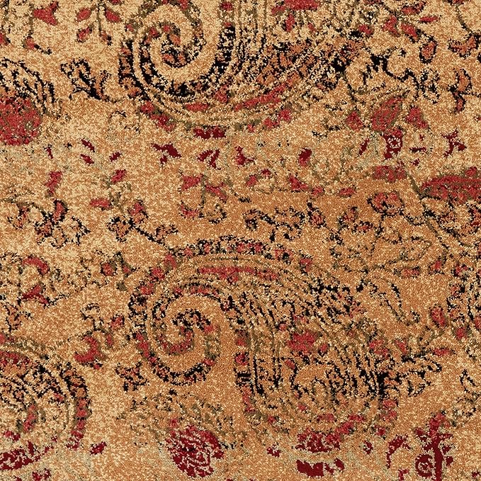 SAFAVIEH Lyndhurst Collection Area Rug - 5'3" Round, Beige & Multi, Traditional Paisley Design, Non-Shedding & Easy Care, Ideal for High Traffic Areas in Living Room, Bedroom (LNH224A)