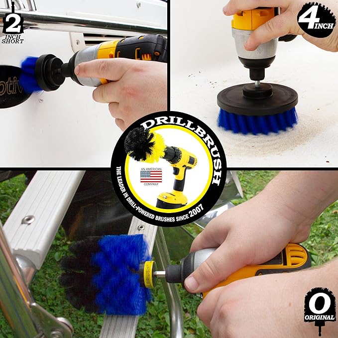 Multipurpose Cleaner Brush Set - Boat Brushes for Scrubbing - Household Cleaning Brushes - Boat Hull Cleaner Paste - Scrub Brushes for Boat Deck - Spinning Scrub Brush - Nylon Brushes for Cleaning