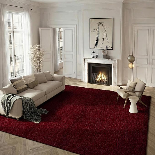 SAFAVIEH Santa Monica Shag Collection 8' x 10' Maroon SGN725 Solid Non-Shedding Living Room Bedroom Dining Room Entryway Plush 2-inch Thick Area Rug