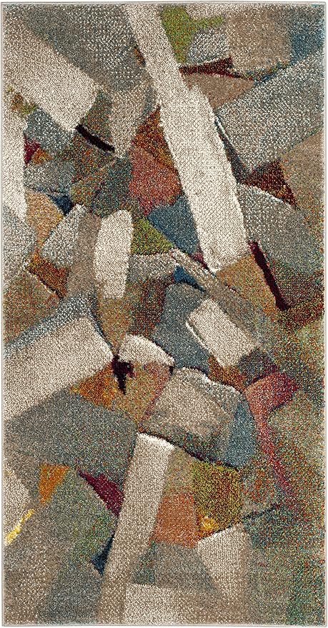 SAFAVIEH Porcello Collection Accent Rug - 2'3" x 4', Grey & Multi, Modern Abstract Design, Non-Shedding & Easy Care, Ideal for High Traffic Areas in Entryway, Living Room, Bedroom (PRL6937B)