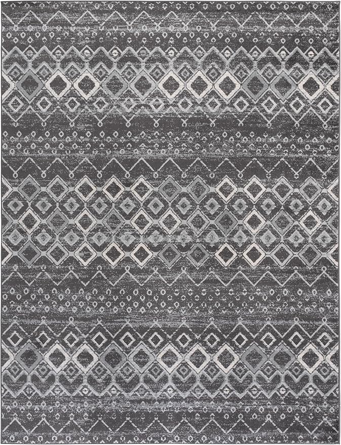 SAFAVIEH Area Rug 10x14 - Amsterdam Collection - Large - Dark Grey & Light Grey, Non-Shedding & Easy to Clean, Ideal for Living Room, Bedroom, Dining Space (AMS108J)