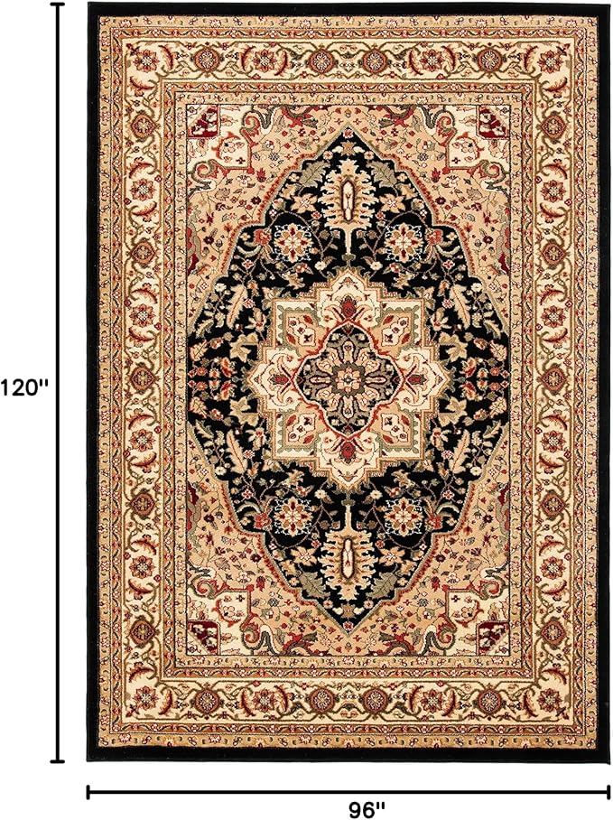 SAFAVIEH Lyndhurst Collection Area Rug - 8' x 10', Black & Beige, Traditional Oriental Design, Non-Shedding & Easy Care, Ideal for High Traffic Areas in Living Room, Bedroom (LNH330Z)