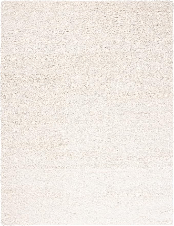 SAFAVIEH Santa Monica Shag Collection Area Rug - 9' x 12', Ivory, Solid Design, Non-Shedding & Easy Care, 2-inch Thick Ideal for High Traffic Areas in Living Room, Bedroom (SGN725-1212)