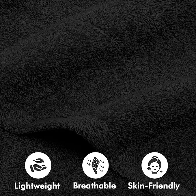 Bath Sheets – Extra Large Bathroom Sheet Set – Pack of 2 Jumbo Towels Black (71x35in) – 100% Cotton Soft Quick Dry Large Bath Towels for Adults Hotel Spa Bathroom Use