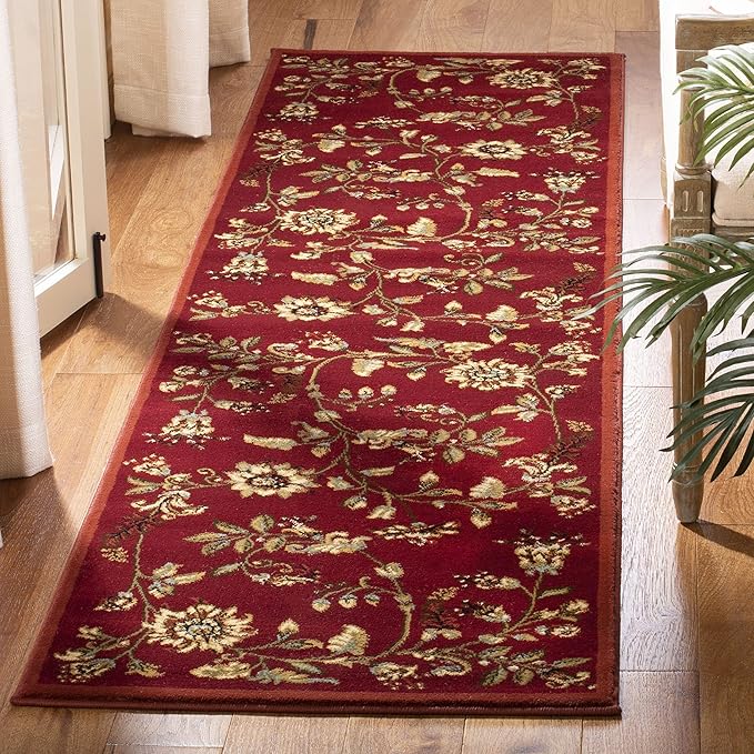 SAFAVIEH Lyndhurst Collection Runner Rug - 2'3" x 12', Red & Multi, Traditional Floral Design, Non-Shedding & Easy Care, Ideal for High Traffic Areas in Living Room, Bedroom (LNH552-4091)
