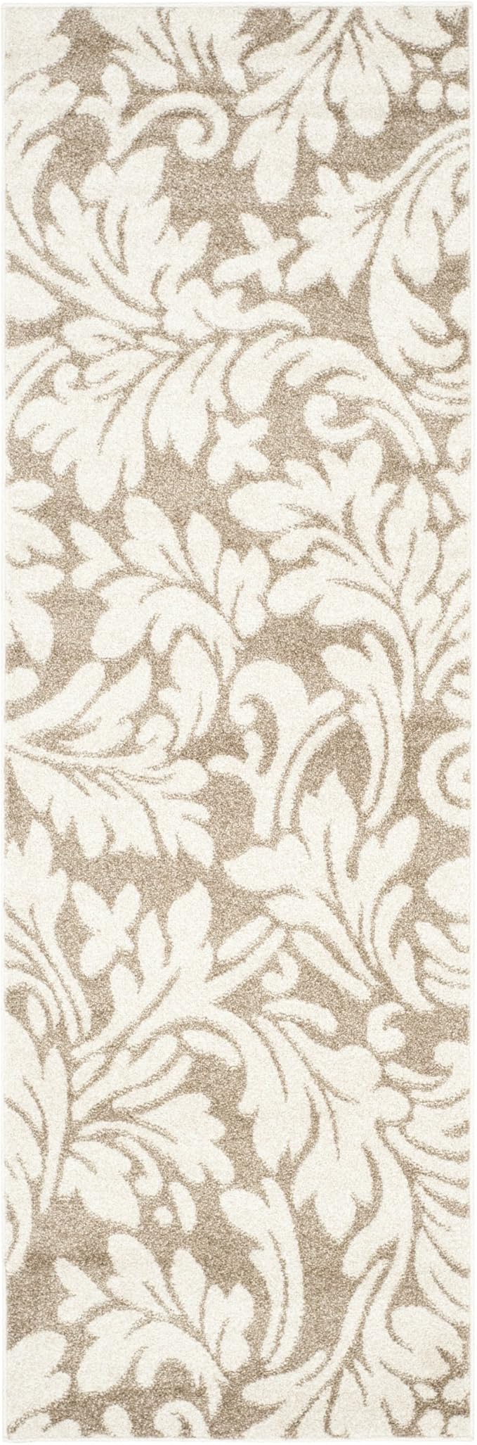 SAFAVIEH Amherst Collection Runner Rug - 2'3" x 9', Wheat & Beige, Floral Design, Non-Shedding & Easy Care, Ideal for High Traffic Areas in Living Room, Bedroom (AMT425S)