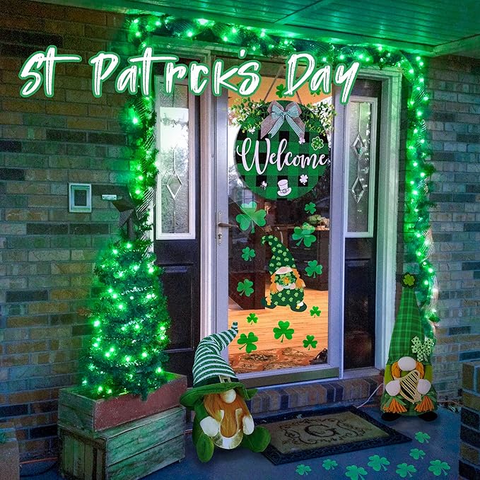 Hopolon Green St. Patrick's Day Mini Lights, 50 Count 2PACK Green Wire 13ft Incandescent Christmas String Lights Plug in for Outdoor Indoor Halloween Tree Holiday Lighting Decor (2pcs Green)