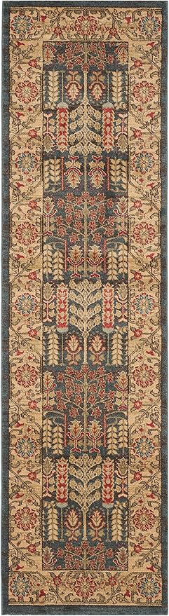 SAFAVIEH Mahal Collection Runner Rug - 2'2" x 8', Navy & Natural, Traditional Oriental Design, Non-Shedding & Easy Care, Ideal for High Traffic Areas in Living Room, Bedroom (MAH697E)