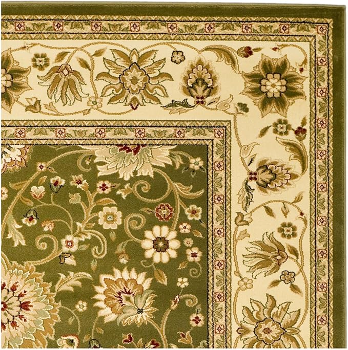 SAFAVIEH Lyndhurst Collection Area Rug - 8' Square, Sage & Ivory, Traditional Oriental Design, Non-Shedding & Easy Care, Ideal for High Traffic Areas in Living Room, Bedroom (LNH212C)