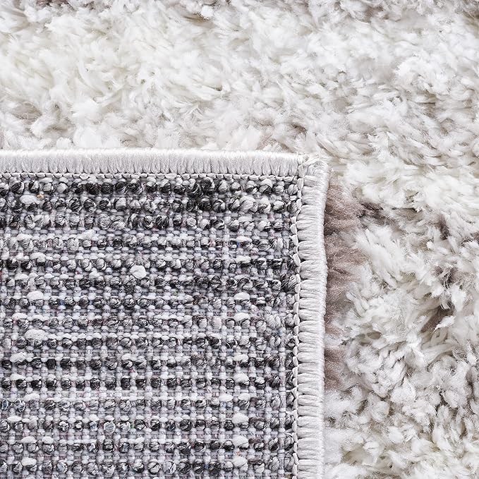 SAFAVIEH Berber Shag Collection Runner Rug - 2'3" x 8', Grey & Dark Grey, Stripe Design, Non-Shedding & Easy Care, 1.25-inch Thick Ideal for High Traffic Areas in Living Room, Bedroom (BER565F)