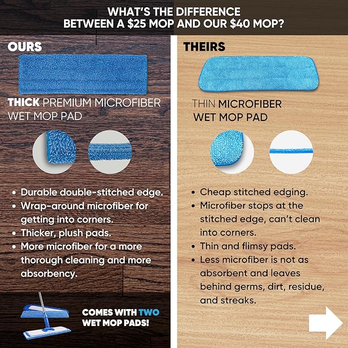 Professional Microfiber Mop System and Genie Sheets Concentrate All-Purpose Cleaner & Spray Bottle — Wet & Dry Mop Hardwood, Tile, Vinyl Plank, Concrete — Reusable Washable Pads — Telescoping Handle