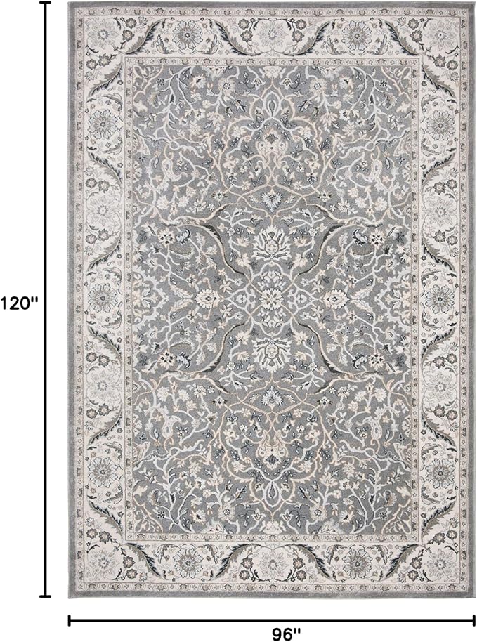 SAFAVIEH Area Rug 8x10 - Isabella Collection - Large - Grey & Dark Grey, Oriental Design, Non-Shedding & Easy Cleaning, Ideal for Living Room, Bedroom, Office, Dining Space (ISA912H)