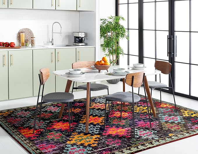 SAFAVIEH Monaco Collection Area Rug - 9' x 12', Multi, Boho Diamond Trellis Design, Non-Shedding & Easy Care, Ideal for High Traffic Areas in Living Room, Bedroom (MNC244F)