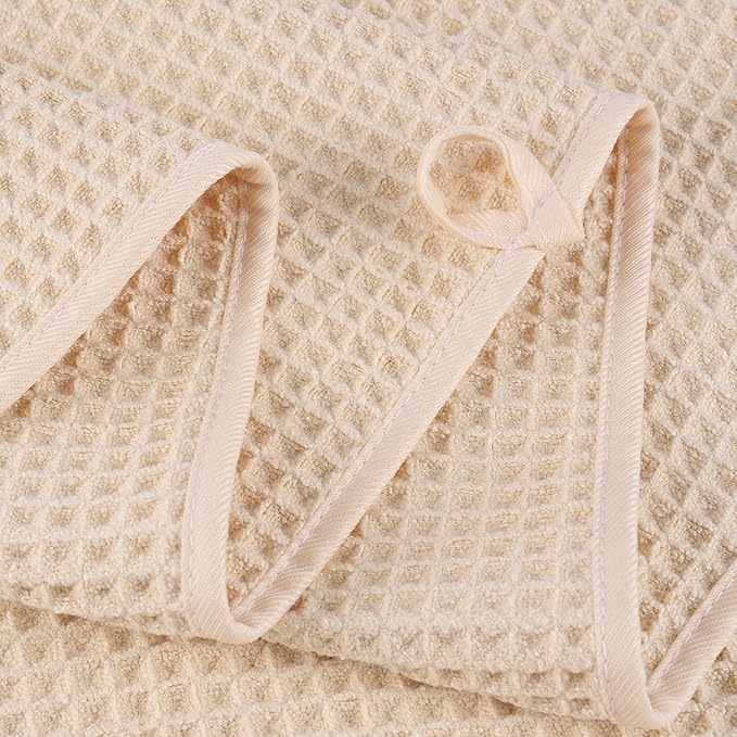 430 GSM Microfiber Quick Dry Lint Free Oversize Bath Towel Set, 6 Piece (Waffle Weave)