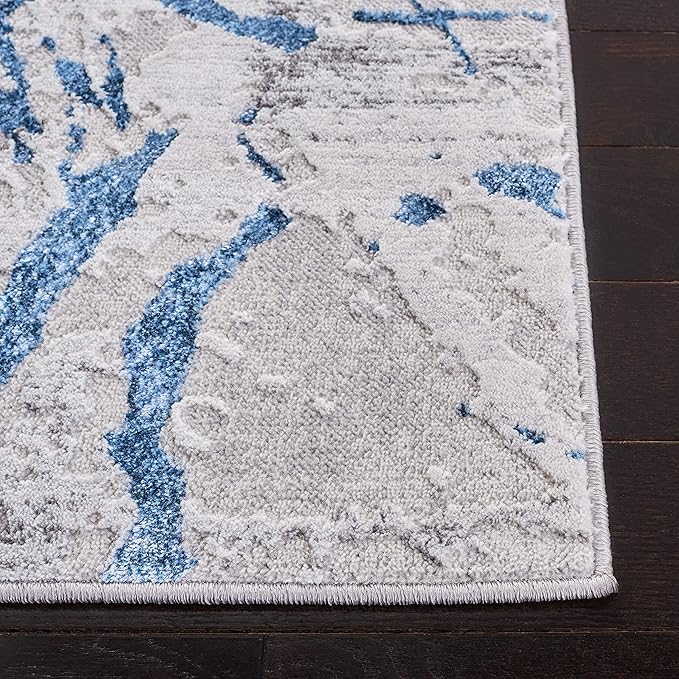 SAFAVIEH Amelia Collection Area Rug - 6' x 9', Grey & Blue, Modern Abstract Design, Non-Shedding & Easy Care, Ideal for High Traffic Areas in Living Room, Bedroom (ALA293F)