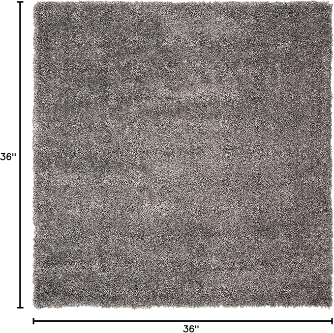 SAFAVIEH Fontana Shag Collection Area Rug - 3' Square, Silver, Non-Shedding & Easy Cleaning, Plush Thick Pile, Ideal for Living Room, Bedroom, Dining Space (FNT800G)
