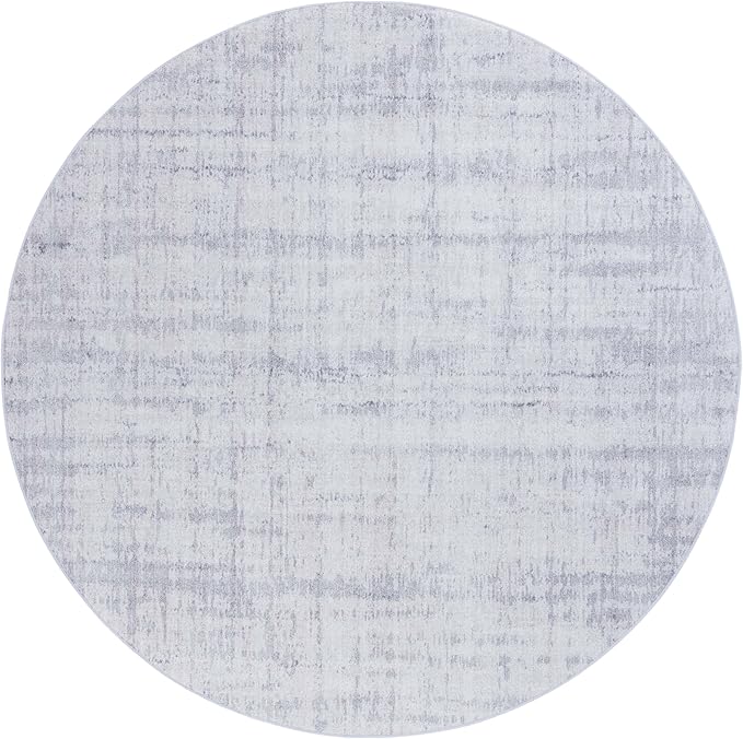 SAFAVIEH Washable Rug Tacoma Collection - 6' Round, Light Grey & Grey, Slip Resistant & Easy to Clean, Ideal for Living Room, Bedroom, Home Office, Dining Space (TAC857F)