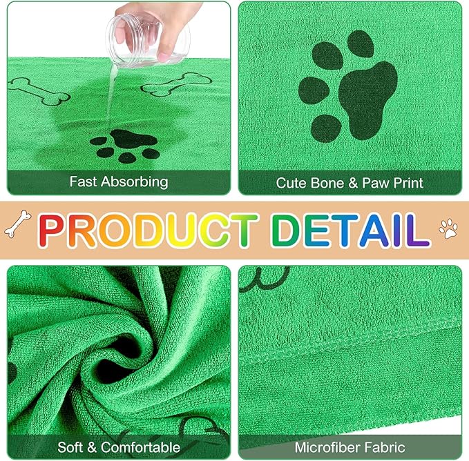 8 Pcs Dog Towels for Drying Dogs Cats Pet Towels Bulk Puppy Microfiber Quick Drying Paw Bath Bathing Supplies Absorbent for Medium Pets(Bright Color,40 x 24 Inch)