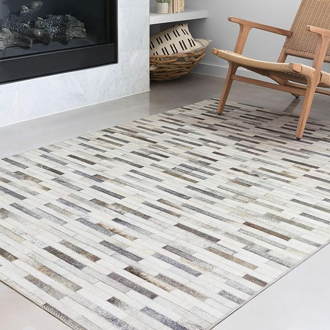 Loloi Maddox Collection MAD-01 Ivory/Grey 2'-3" x 3'-9" Accent Rug