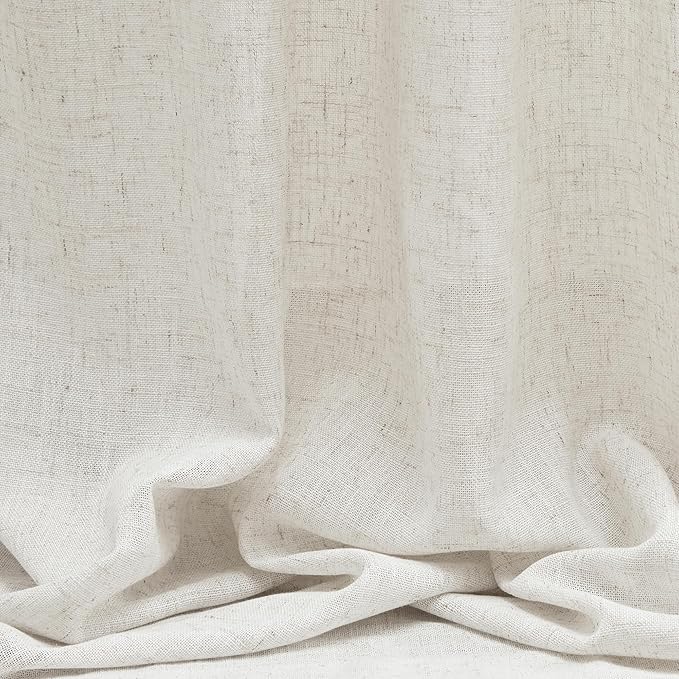 MYSKY HOME Boho Curtains 72 Inch Length, Linen Blend Drapes for Window Decoration French Door Curtain Panels Privacy Shade Burlap Farmhouse Rustic Style for Doorways, 50" x 72", Linen, 2 Panels
