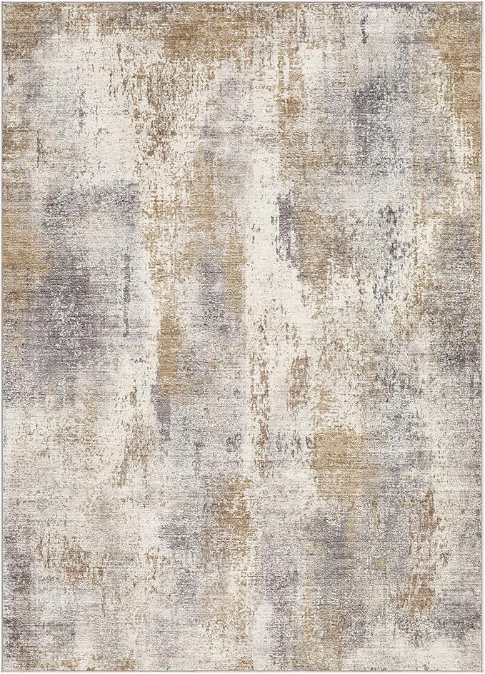 Area Rug Living Room Rugs - 5x8 Washable Large Soft Indoor Neutral Modern Abstract Low Pile Rug Carpet for Bedroom Dining Room Farmhouse Home Office - Brown Grey