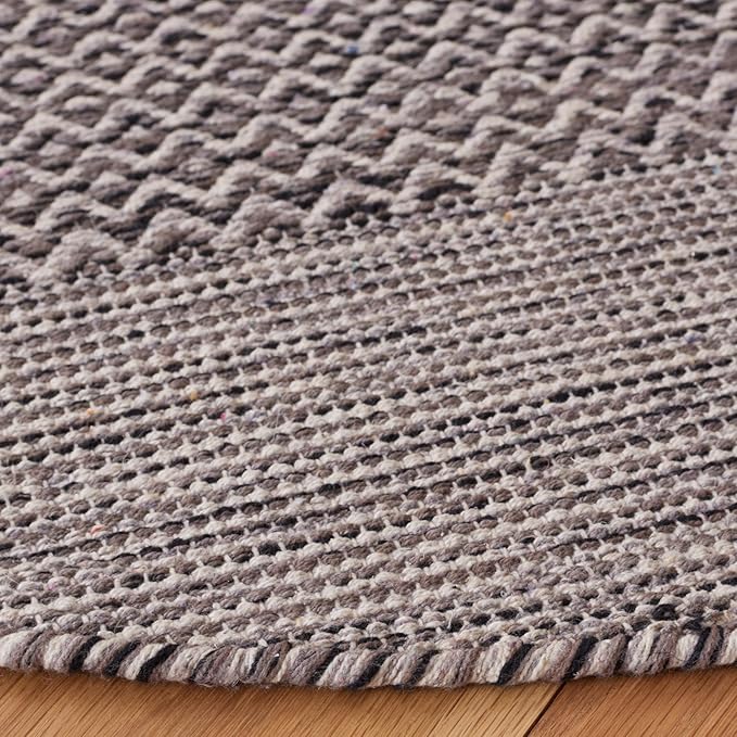 SAFAVIEH Montauk Collection 4' Round Ivory/Anthracite MTK330N Handmade Flatweave Boho Farmhouse Cotton Entryway Foyer Living Room Bedroom Kitchen Area Rug