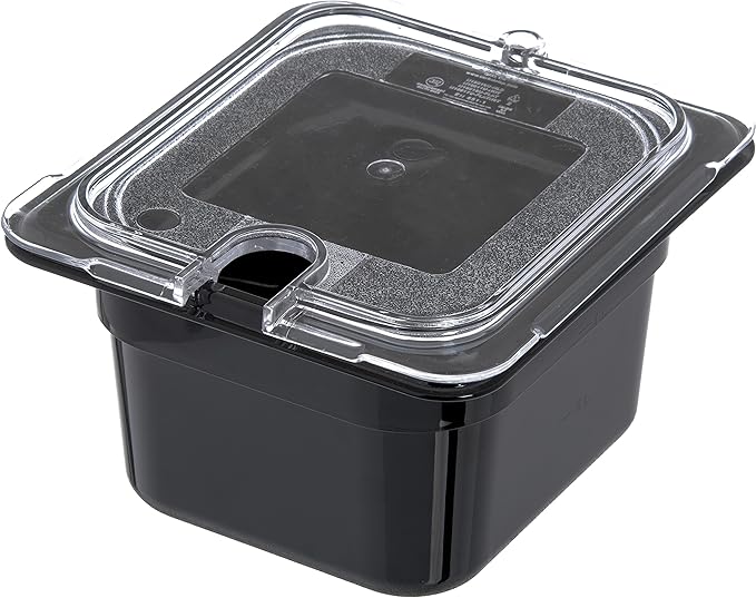 Carlisle FoodService Products Storplus 1/6-Size Plastic Food Pan, Food Storage Container, for Catering, Buffets, Restaurants, Polycarbonate, 1/6 Size, 4 Inches Deep, Black, (Pack of 6)