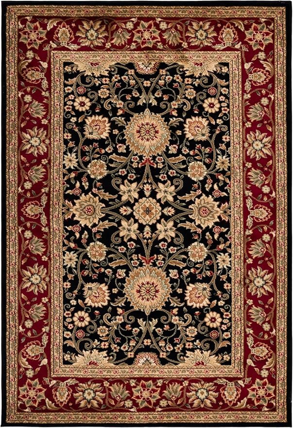 SAFAVIEH Lyndhurst Collection Area Rug - 6' x 9', Black & Red, Traditional Oriental Design, Non-Shedding & Easy Care, Ideal for High Traffic Areas in Living Room, Bedroom (LNH212G)