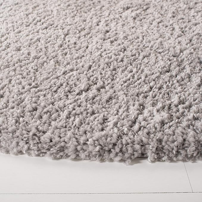 SAFAVIEH Fontana Shag Collection Area Rug - 3' Round, Grey, Non-Shedding & Easy Cleaning, Plush Thick Pile, Ideal for Living Room, Bedroom, Dining Space (FNT800F)