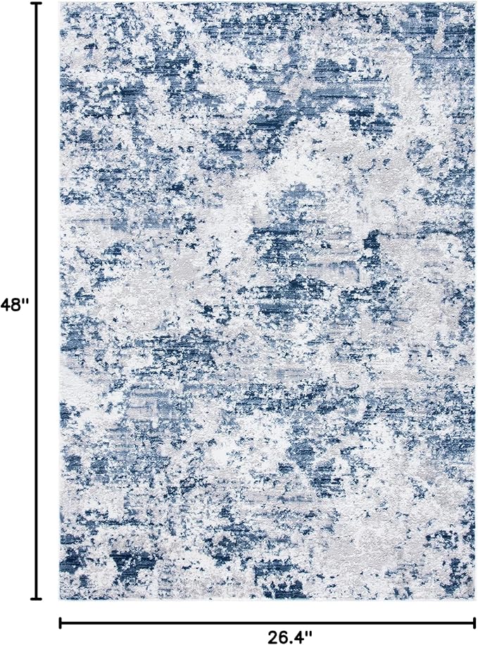 SAFAVIEH Amelia Collection Accent Rug - 2'2" x 4', Navy & Grey, Modern Abstract Design, Non-Shedding & Easy Care, Ideal for High Traffic Areas in Entryway, Living Room, Bedroom (ALA705N)