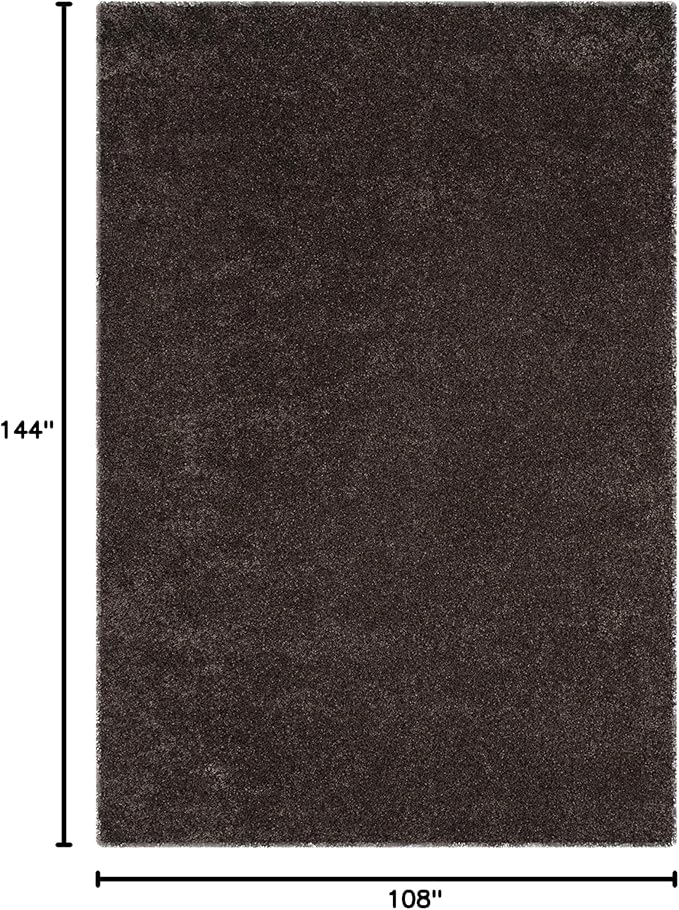 SAFAVIEH Santa Monica Shag Collection 9' x 12' Mushroom SGN725 Solid Non-Shedding Living Room Bedroom Dining Room Entryway Plush 2-inch Thick Area Rug