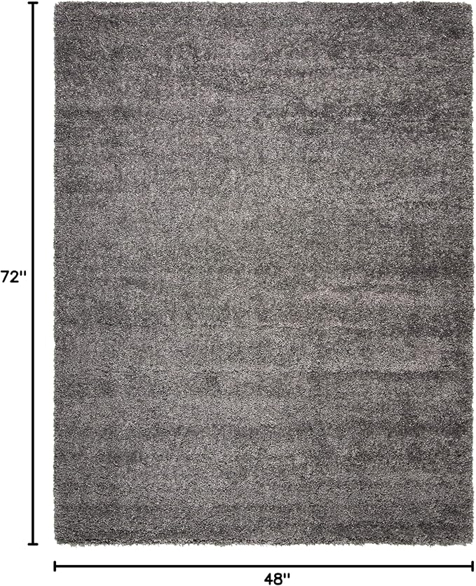 SAFAVIEH Fontana Shag Collection Accent Rug - 4' x 6', Silver, Solid Design, Non-Shedding & Easy Care, 2-inch Thick Ideal for High Traffic Areas in Entryway, Living Room, Bedroom (FNT800G)