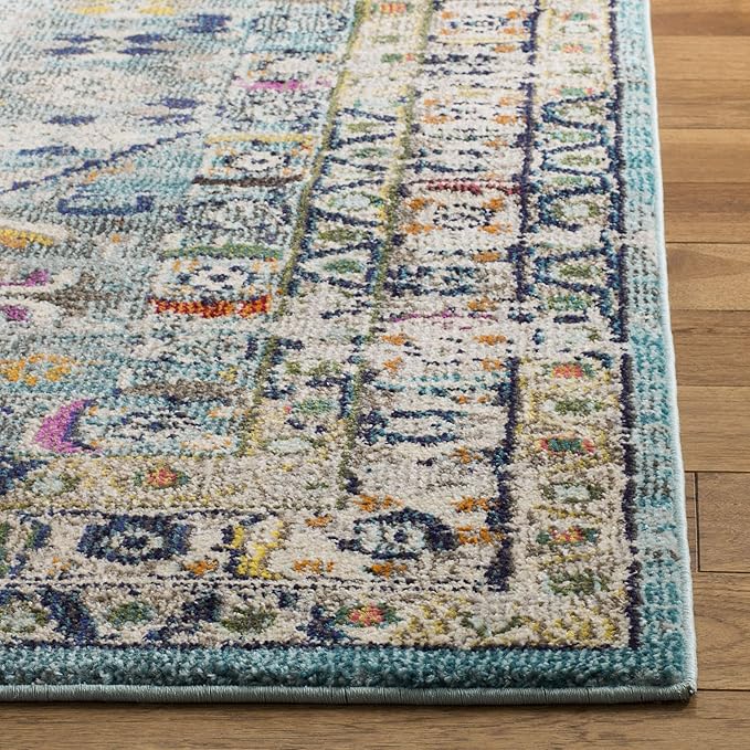 SAFAVIEH Monaco Collection Accent Rug - 2'2" x 4', Blue & Light Grey, Oriental Distressed Design, Non-Shedding & Easy Care, Ideal for High Traffic Areas in Entryway, Living Room, Bedroom (MNC255M)