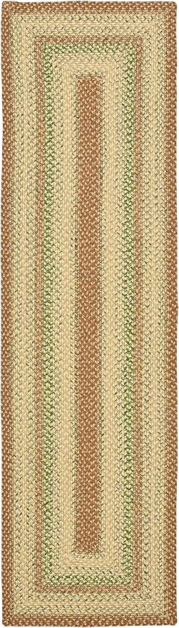 SAFAVIEH Washable Rug Outdoor Braided Collection - 2'3" x 18' Runner, Rust & Multi, Handmade & Reversible, Non-Shedding & Easy to Clean, Ideal for Patio, Backyard, Mudroom (BRD303A)