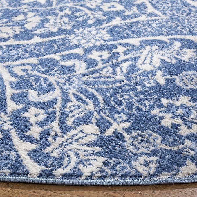 SAFAVIEH Brentwood Collection Accent Rug - 2' x 4', Navy & Light Grey, Floral Damask Trellis Design, Non-Shedding & Easy Care, Ideal for High Traffic Areas in Entryway, Living Room, Bedroom (BNT860M)