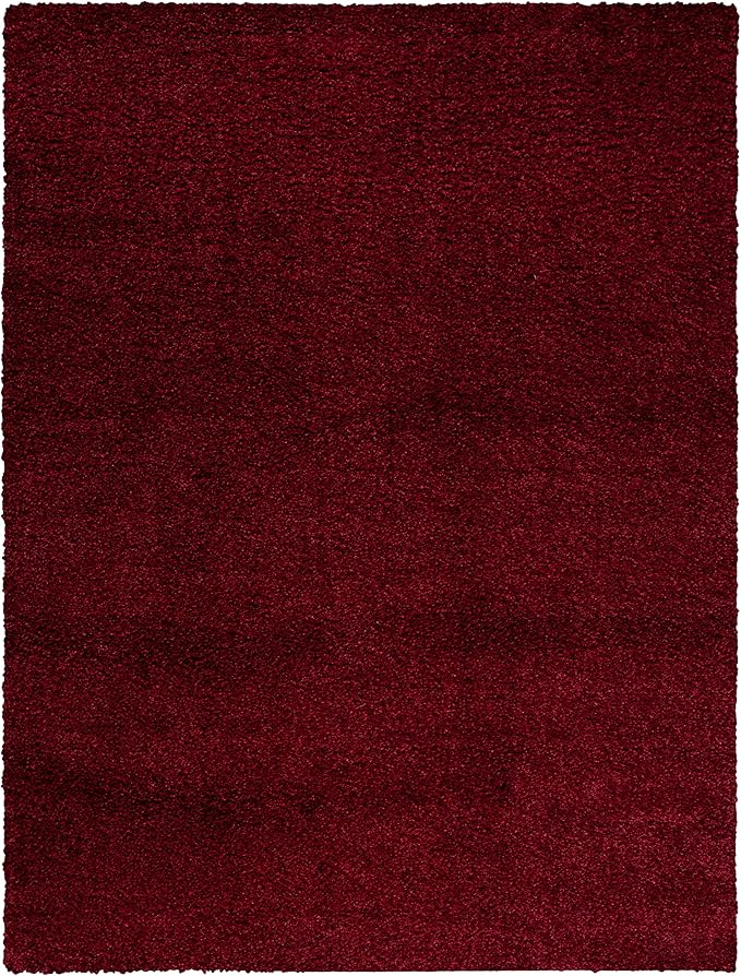 SAFAVIEH Santa Monica Shag Collection 6'7" x 9'6" Maroon SGN725 Solid Non-Shedding Living Room Bedroom Dining Room Entryway Plush 2-inch Thick Area Rug