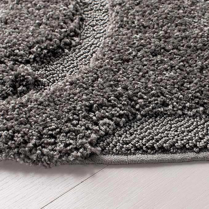 SAFAVIEH Florida Shag Collection Area Rug - 4' Round, Grey, Scroll Design, Non-Shedding & Easy to Clean, High-Low Plush Pile, Ideal for Living Room, Bedroom, Dining Space (SG455-8013)