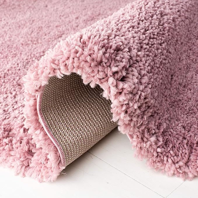 SAFAVIEH Fontana Shag Collection Runner Rug - 2'3" x 8', Pink, Solid Design, Non-Shedding & Easy Care, 2-inch Thick Ideal for High Traffic Areas in Living Room, Bedroom (FNT800U)