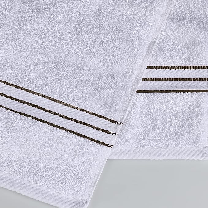 Superior Hotel Turkish Cotton 2 Piece Bath Sheet Set, Extra Large Oversized Ultra Plush Heavyweight Spa Essentials, Thick Absorbent and Soft, Dobby Border, Includes 2 Bath Sheets, Latte