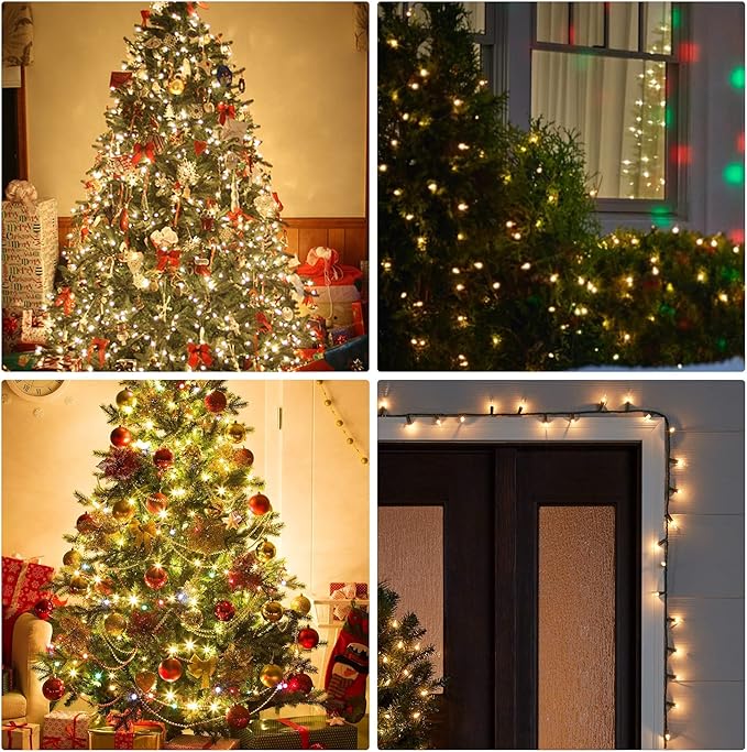 Dazzle Bright Christmas Mini String Lights, 2 Pack 100 Count Incandescent Waterproof Lights Plug in, Connectable Christmas Decorations for Indoor Outdoor Home Party Garden Yard, Warm White