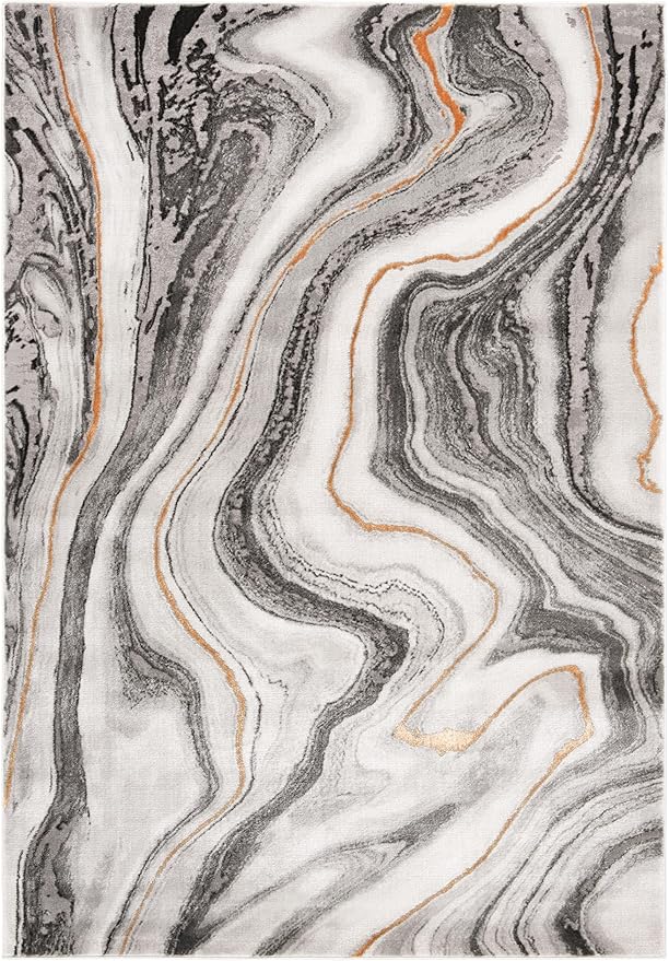 SAFAVIEH Craft Collection Area Rug - 5'3" x 7'6", Grey & Gold, Modern Abstract Design, Non-Shedding & Easy Care, Ideal for High Traffic Areas in Living Room, Bedroom (CFT819F)