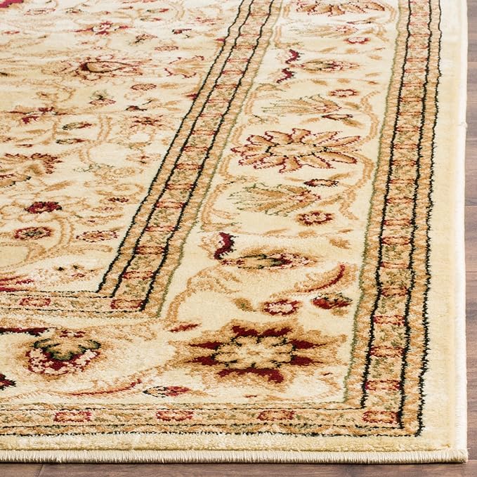 SAFAVIEH Lyndhurst Collection Area Rug - 8' Square, Ivory & Ivory, Traditional Oriental Design, Non-Shedding & Easy Care, Ideal for High Traffic Areas in Living Room, Bedroom (LNH212L)