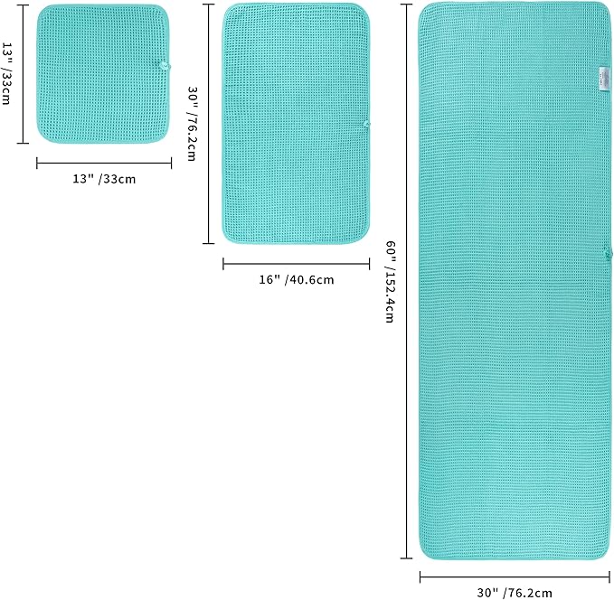 430 GSM Microfiber Quick Dry Lint Free Oversize Bath Towel Set, 6 Piece (Waffle Weave)